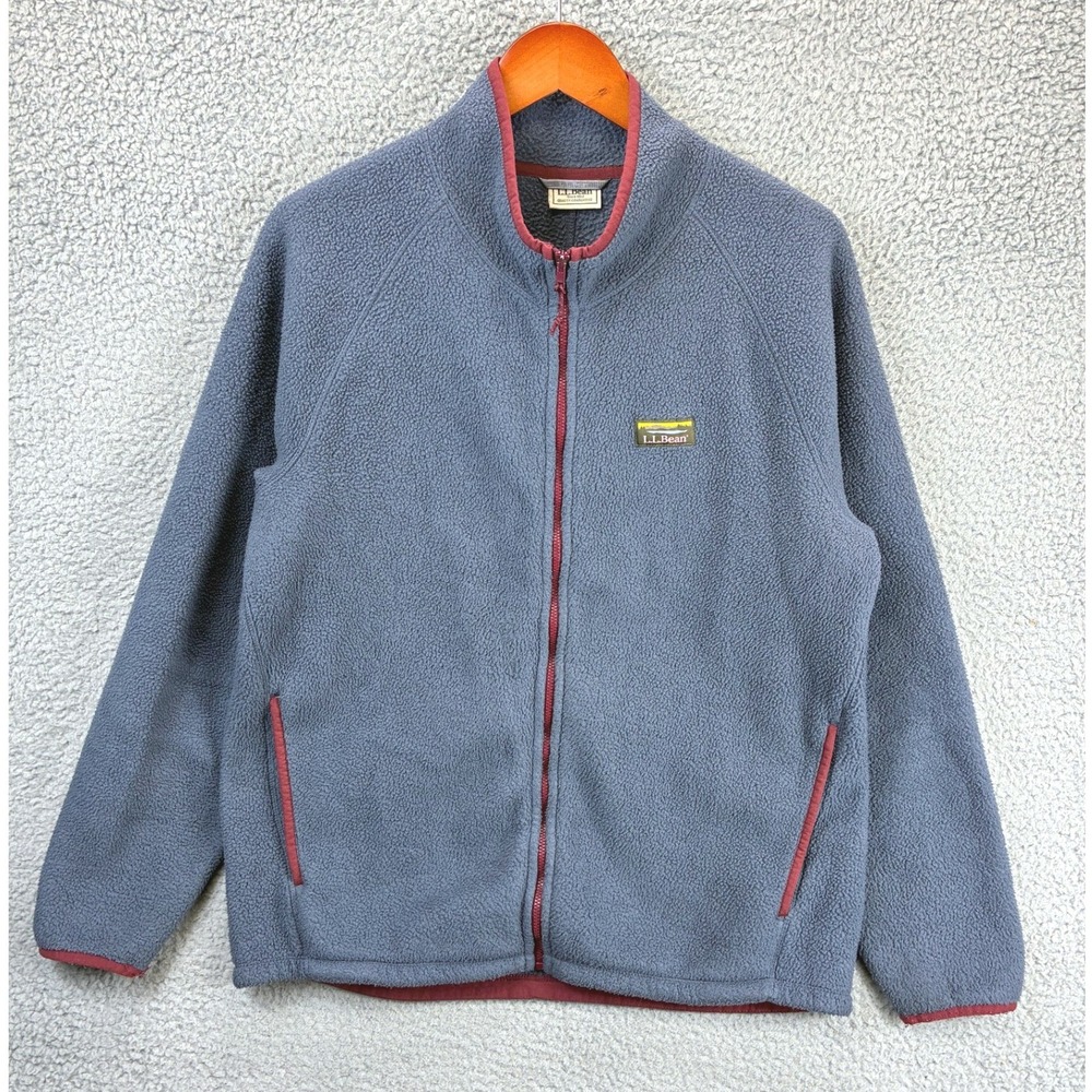 LL Bean Mountain Pile Fleece Jacket Mens M Blue Full Zip Sherpa Gorpcore 518186